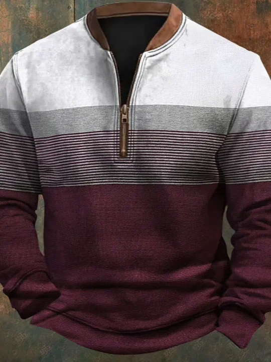 Men's Western Vintage Textured Print Sweatshirt