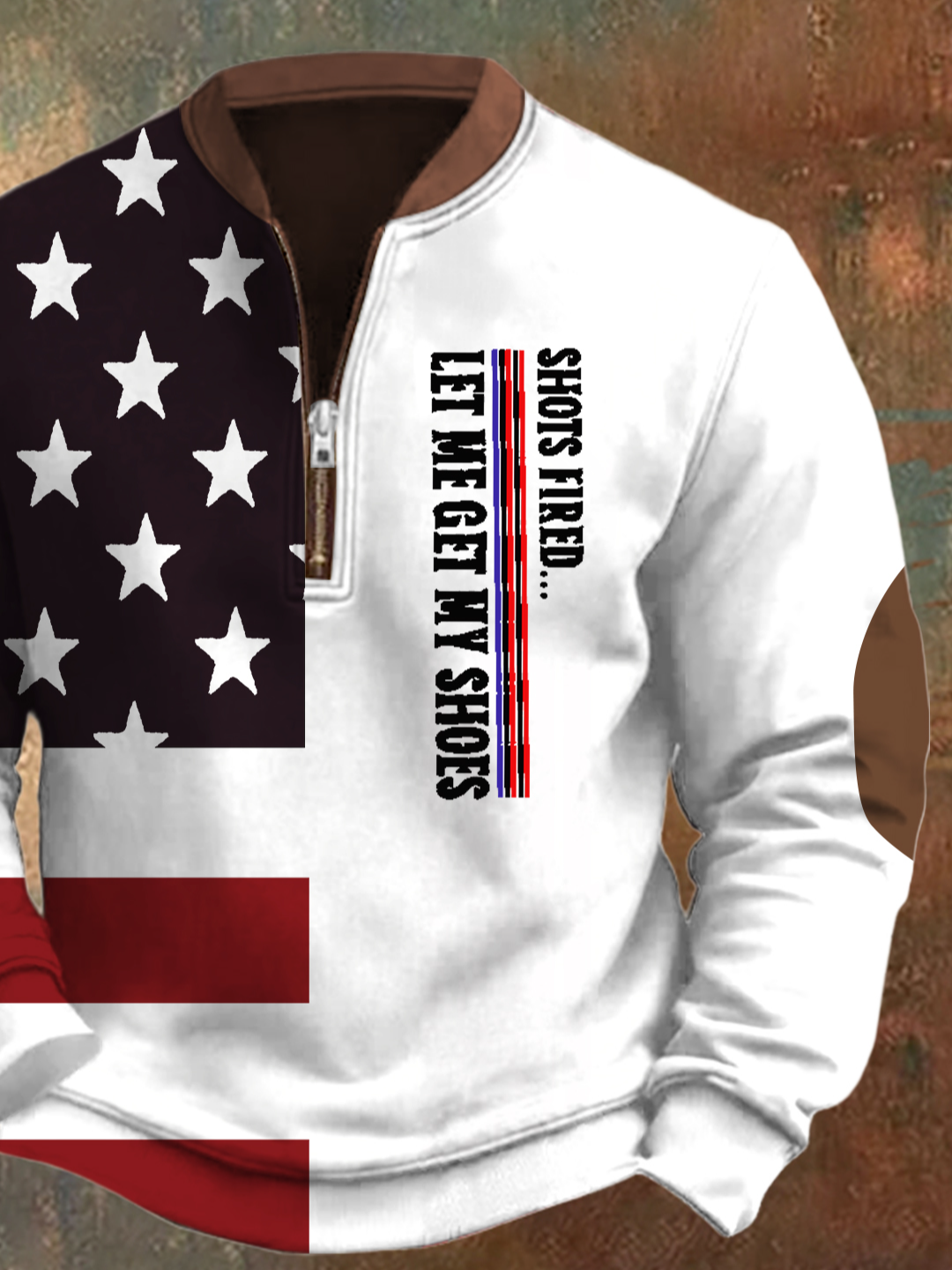 Men's American Flag Combat Casual Half Collar Sweatshirt