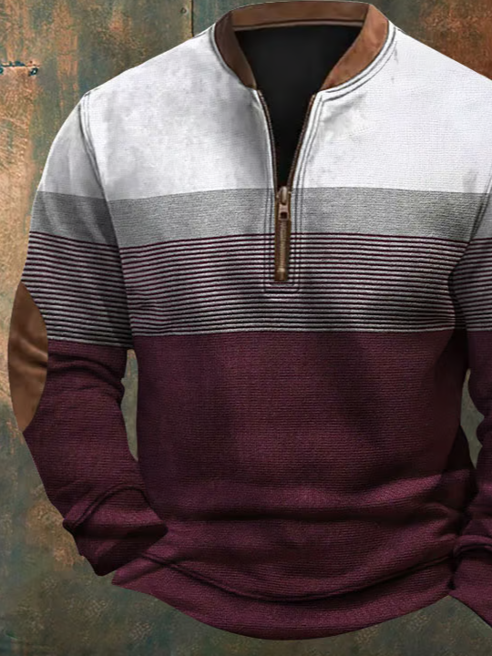 Men's Western Vintage Textured Print Sweatshirt