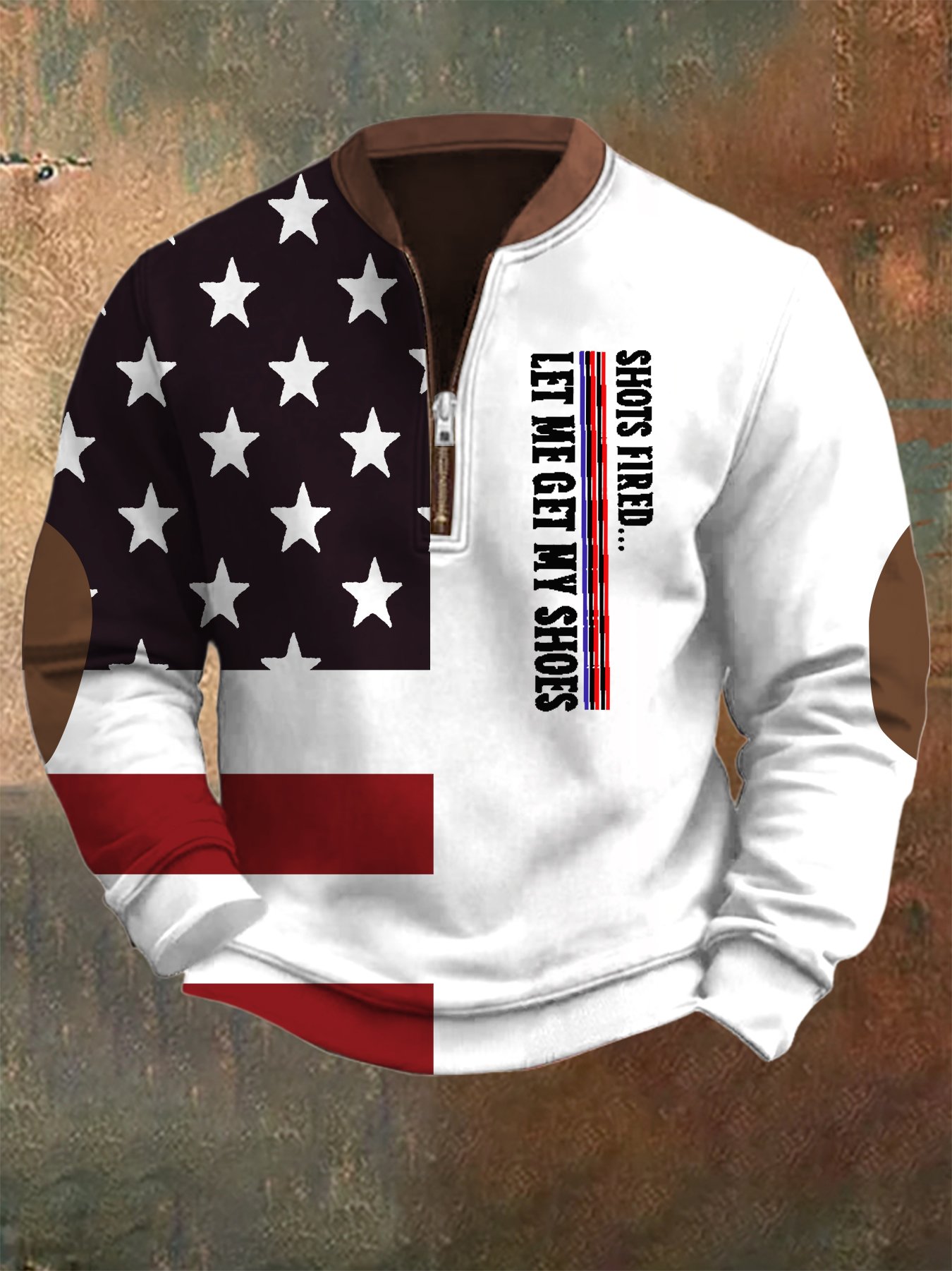 Men's American Flag Combat Casual Half Collar Sweatshirt