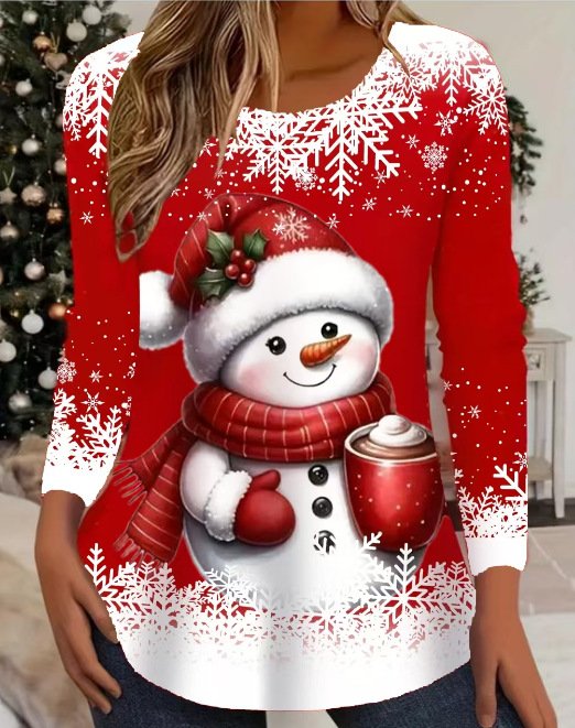 Crew Neck Casual Christmas T-Shirt