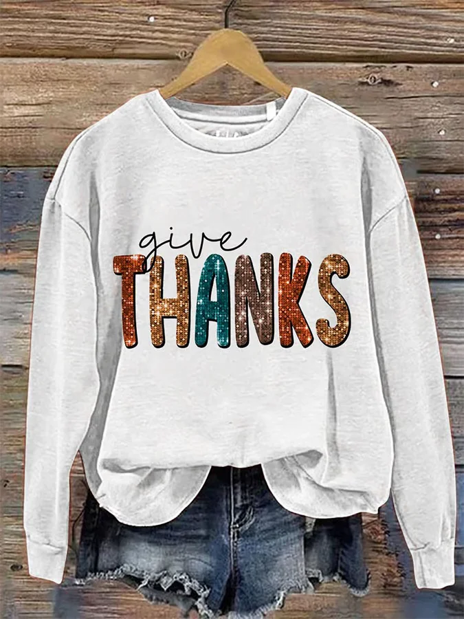 Women's Thanksgiving Printed Casual Long Sleeve Sweatshirt