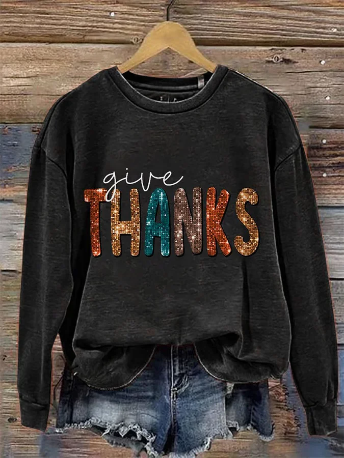 Women's Thanksgiving Printed Casual Long Sleeve Sweatshirt