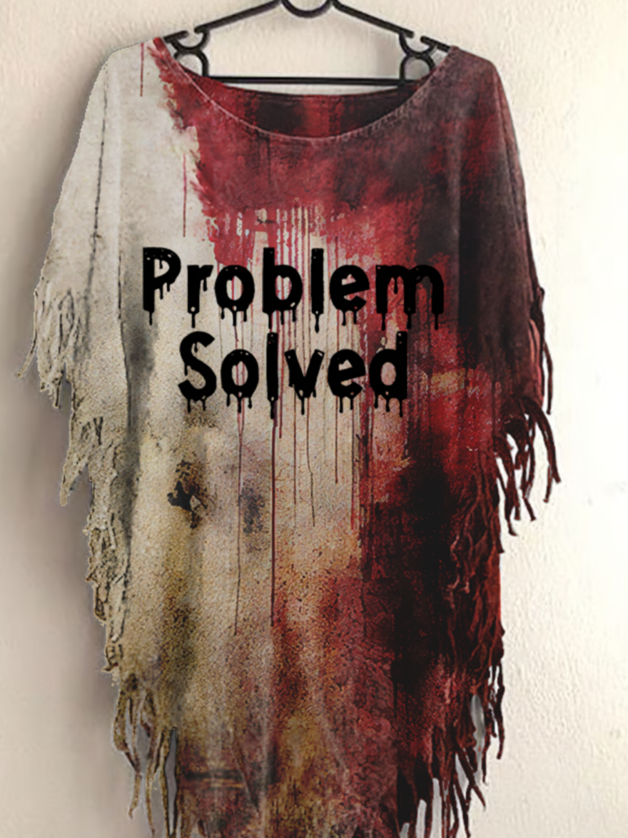 Women's Problem Solved Casual Halloween Fringe Top