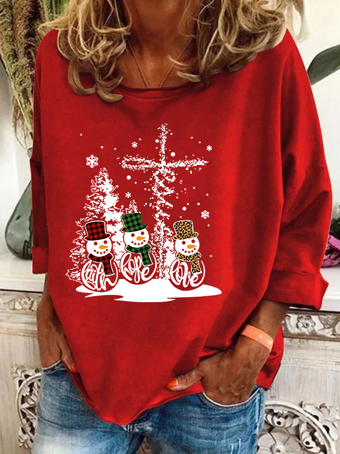 Christmas Print Casual Sweatshirt