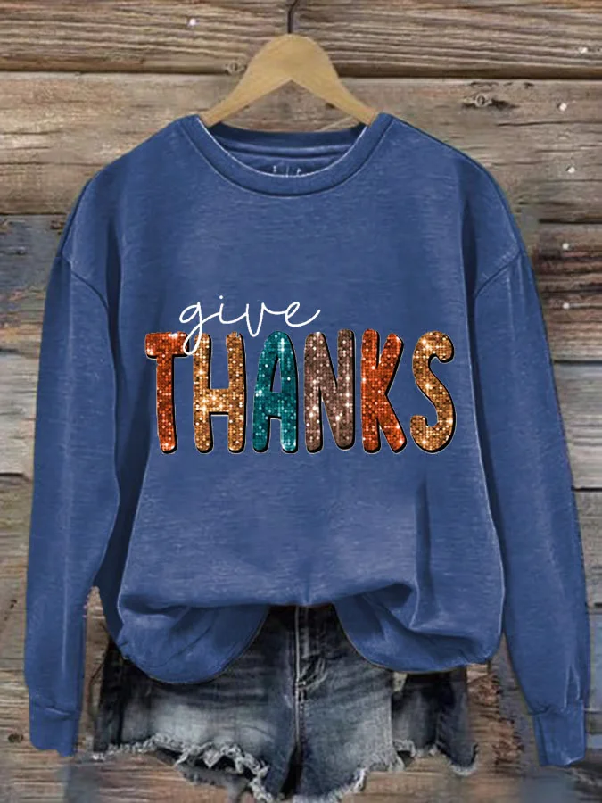 Women's Thanksgiving Printed Casual Long Sleeve Sweatshirt