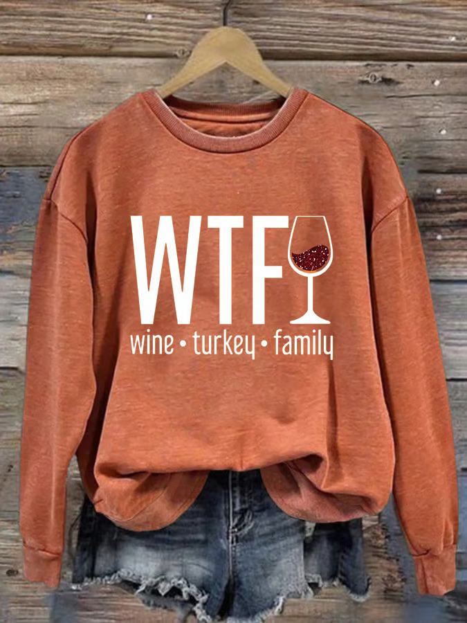 Women's Thanksgiving WTF Print Sweatshirt