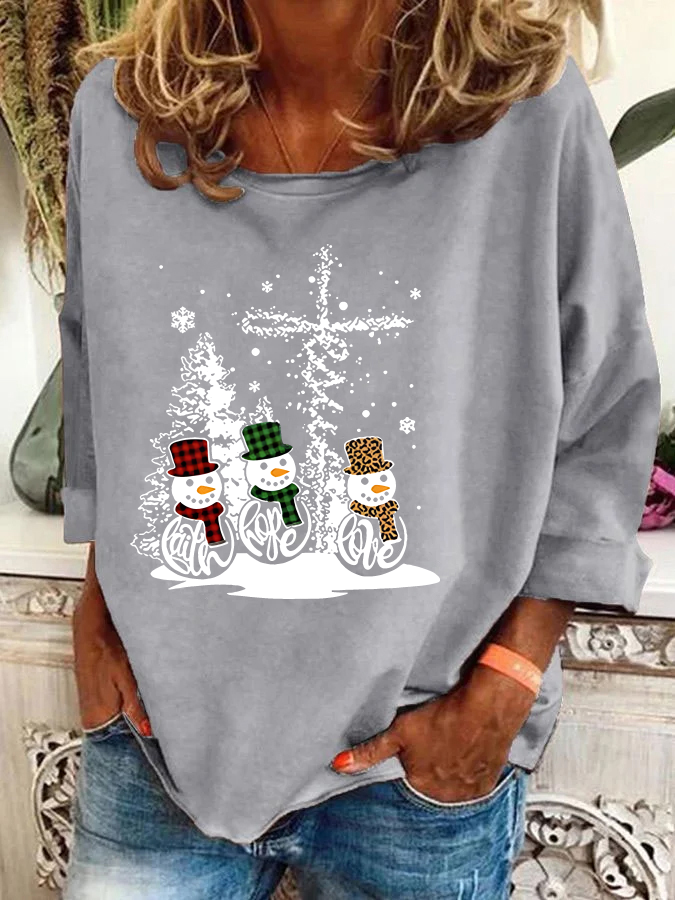 Christmas Print Casual Sweatshirt