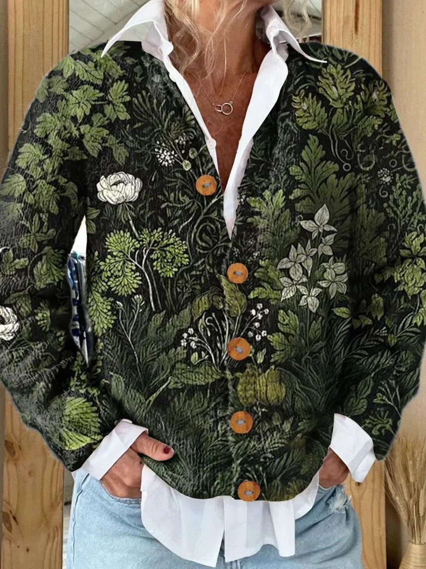 Floral Casual Knitted Cardigan