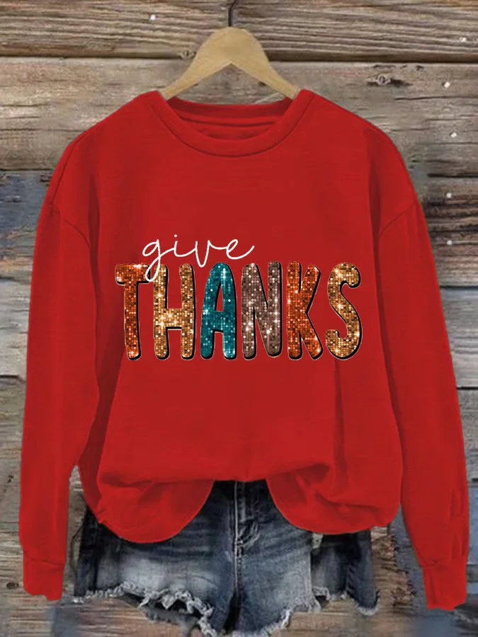 Women's Thanksgiving Printed Casual Long Sleeve Sweatshirt