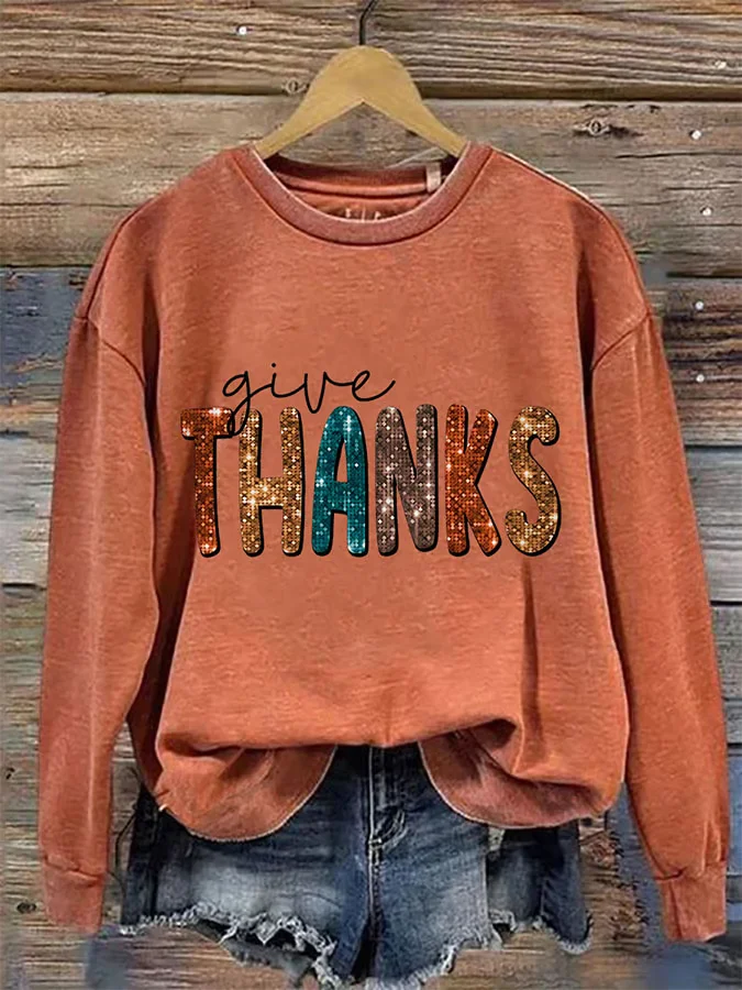 Women's Thanksgiving Printed Casual Long Sleeve Sweatshirt