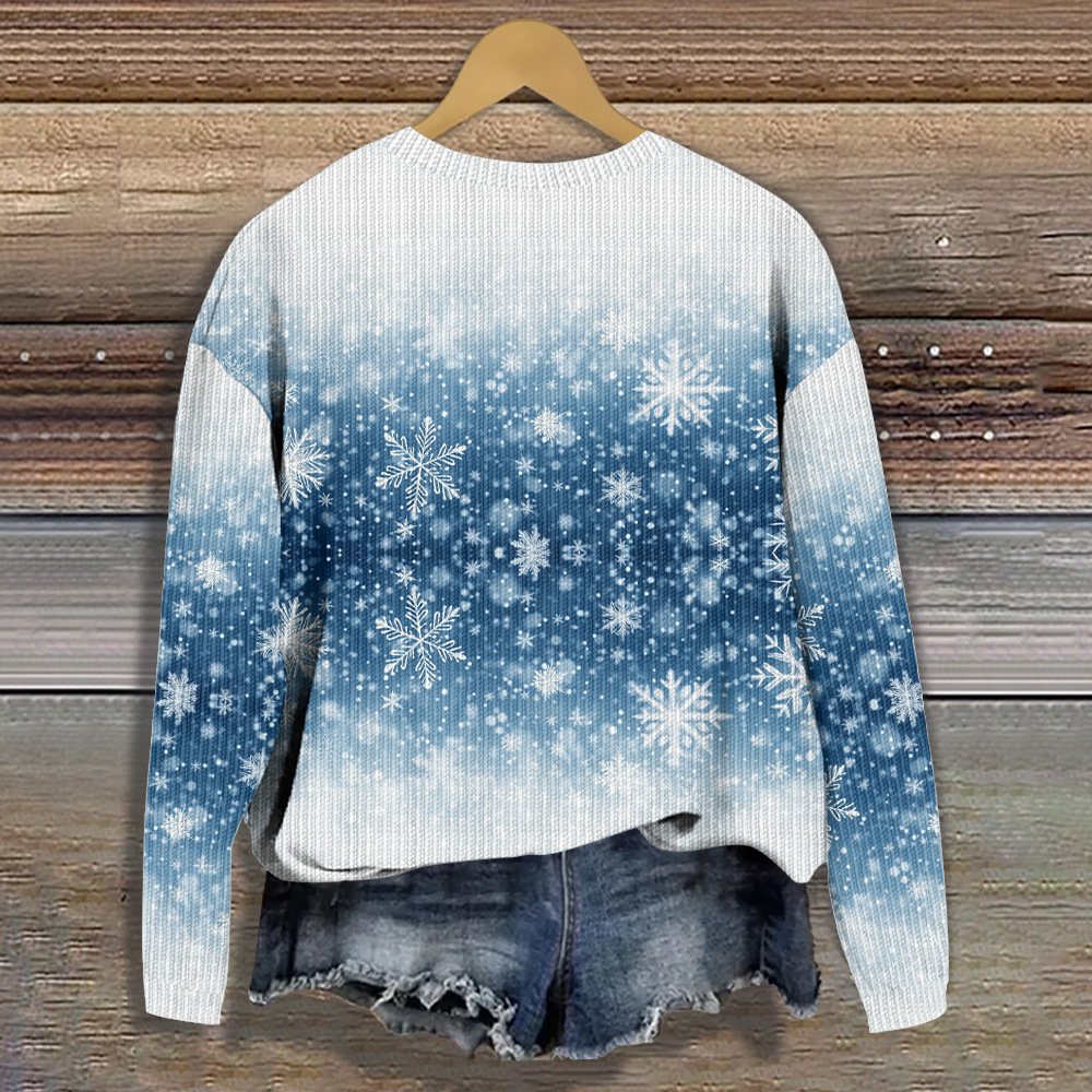 Christmas Snowflake Crew Neck Snowflake Casual Sweater