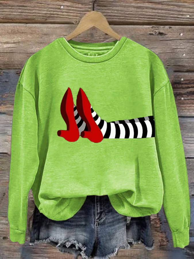 Women's Halloween Red Shoes Print Sweatshirt