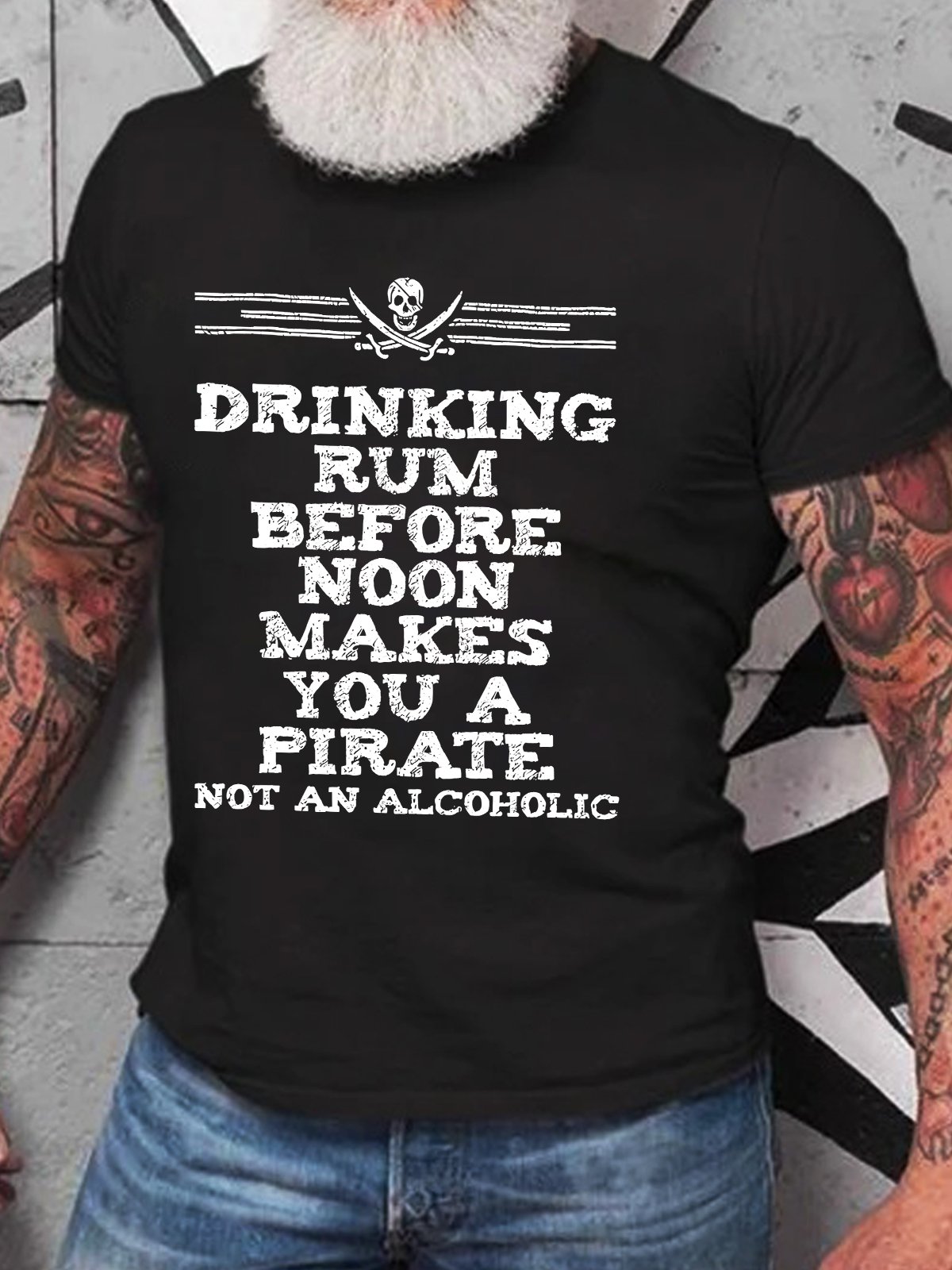 Drinking Rum Before Noon Pirate Piracy Lifestyle Cotton T-shirt