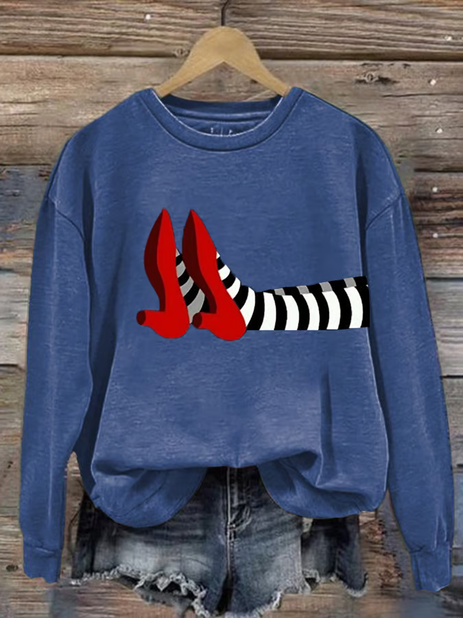 Women's Halloween Red Shoes Print Sweatshirt