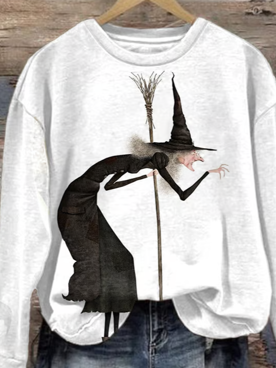 Women'S Halloween Printed Crew Neck Sweatshirt