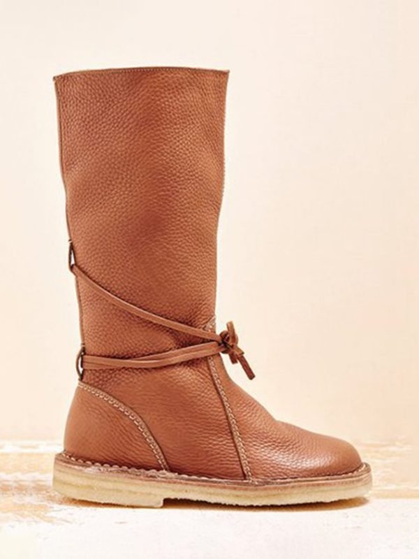 Comfortable Soft Lightweight Lace Up Chunky Heel Boots Footwear