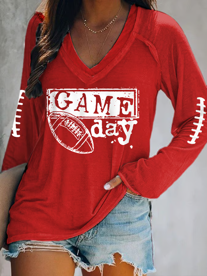 Women's Football Fan Match Day Casual Long Sleeve Top