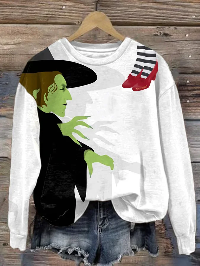 Women'S Halloween Printed Crew Neck Sweatshirt