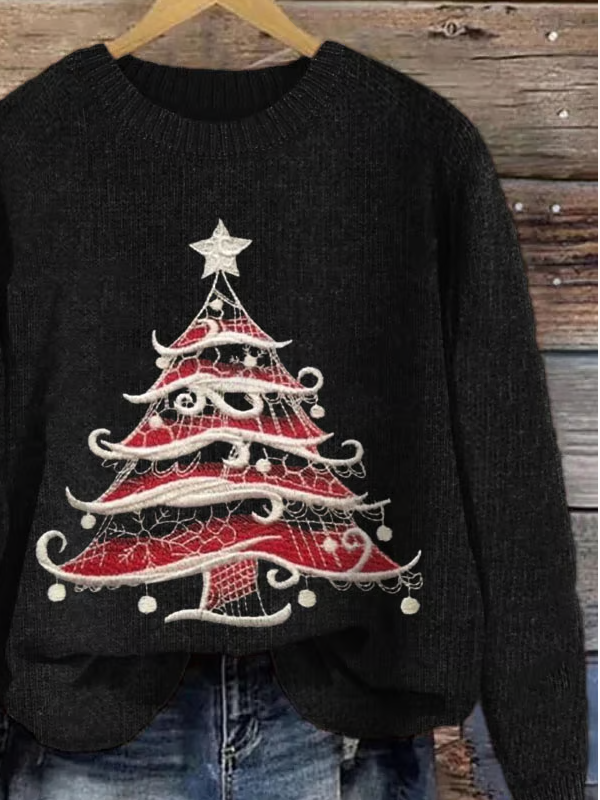 Women's Christmas Tree Knit Casual Sweater