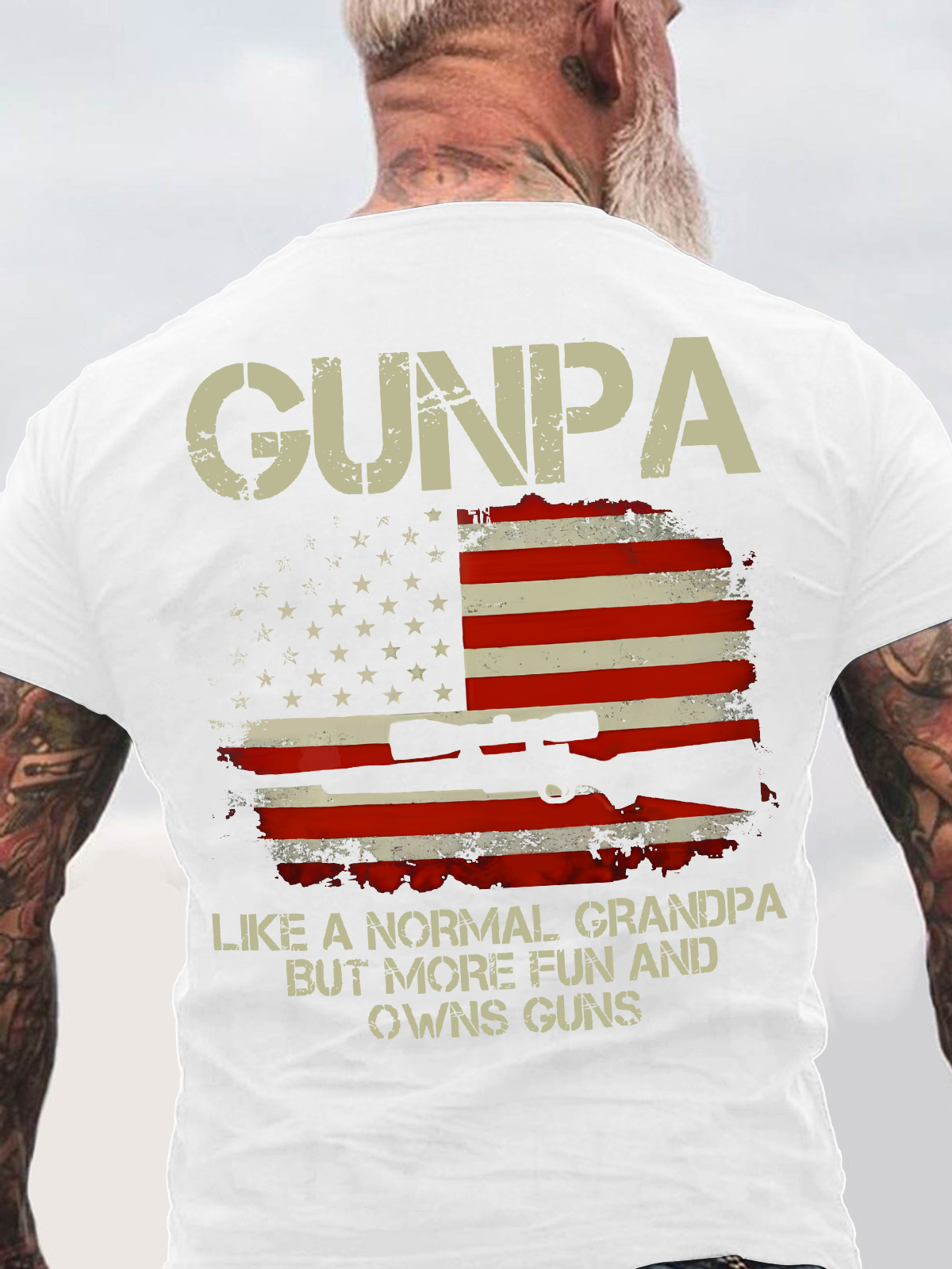 Gunpa Like A Normal Grandpa But More Fun And Owns Guns Back Cotton T-Shirt