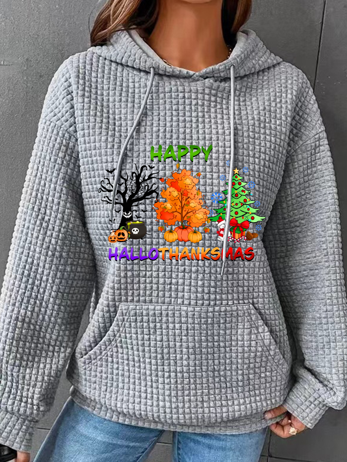 Hallothanksmas Simple Loose Hoodie