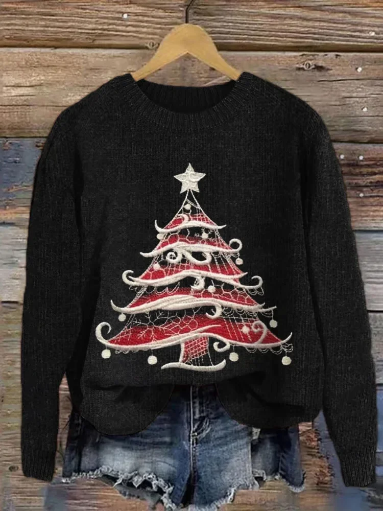 Women's Christmas Tree Knit Casual Sweater