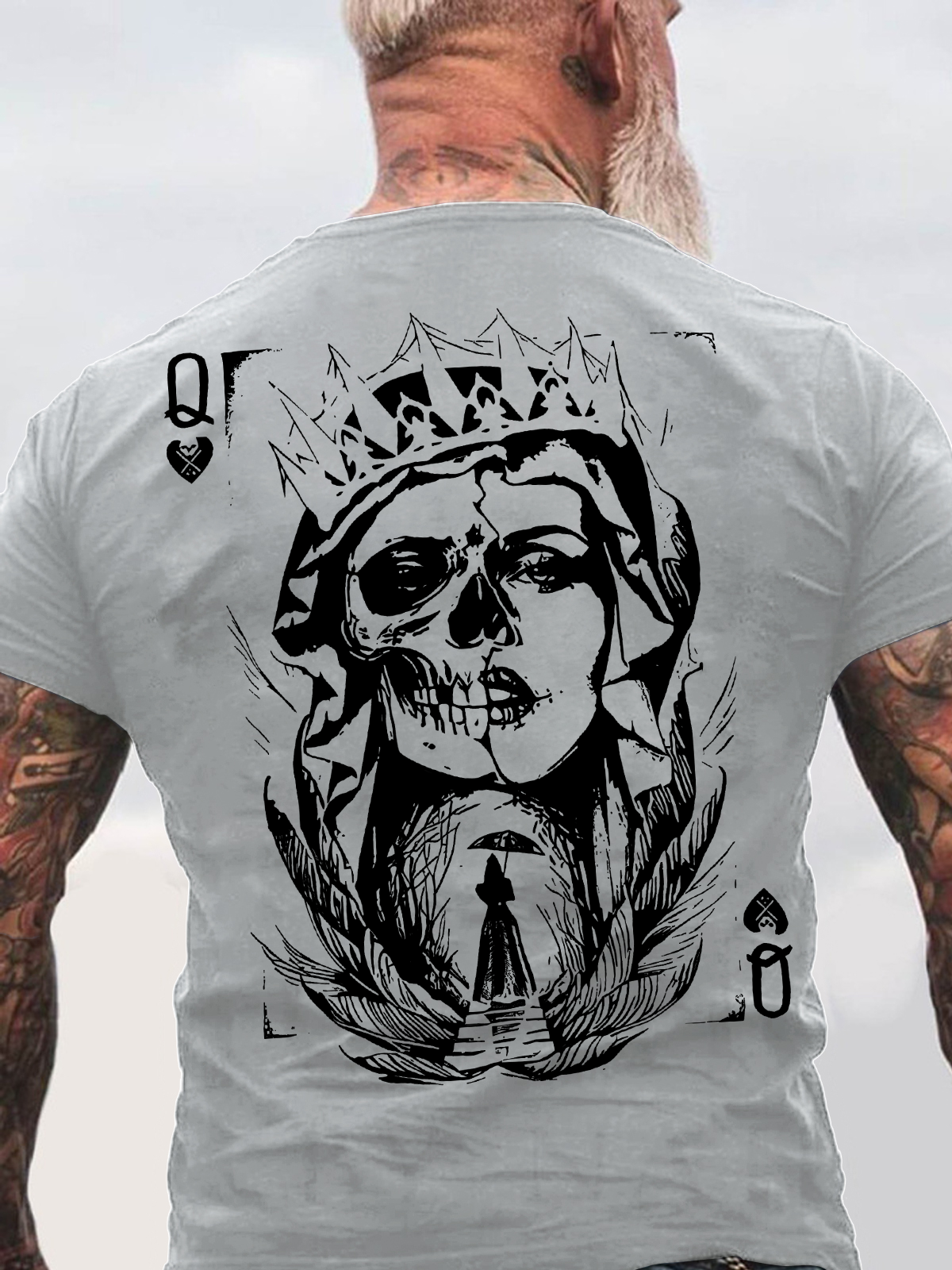 Poker Q Gloomy Queen Vintage Style White Print Back Cotton T-Shirt