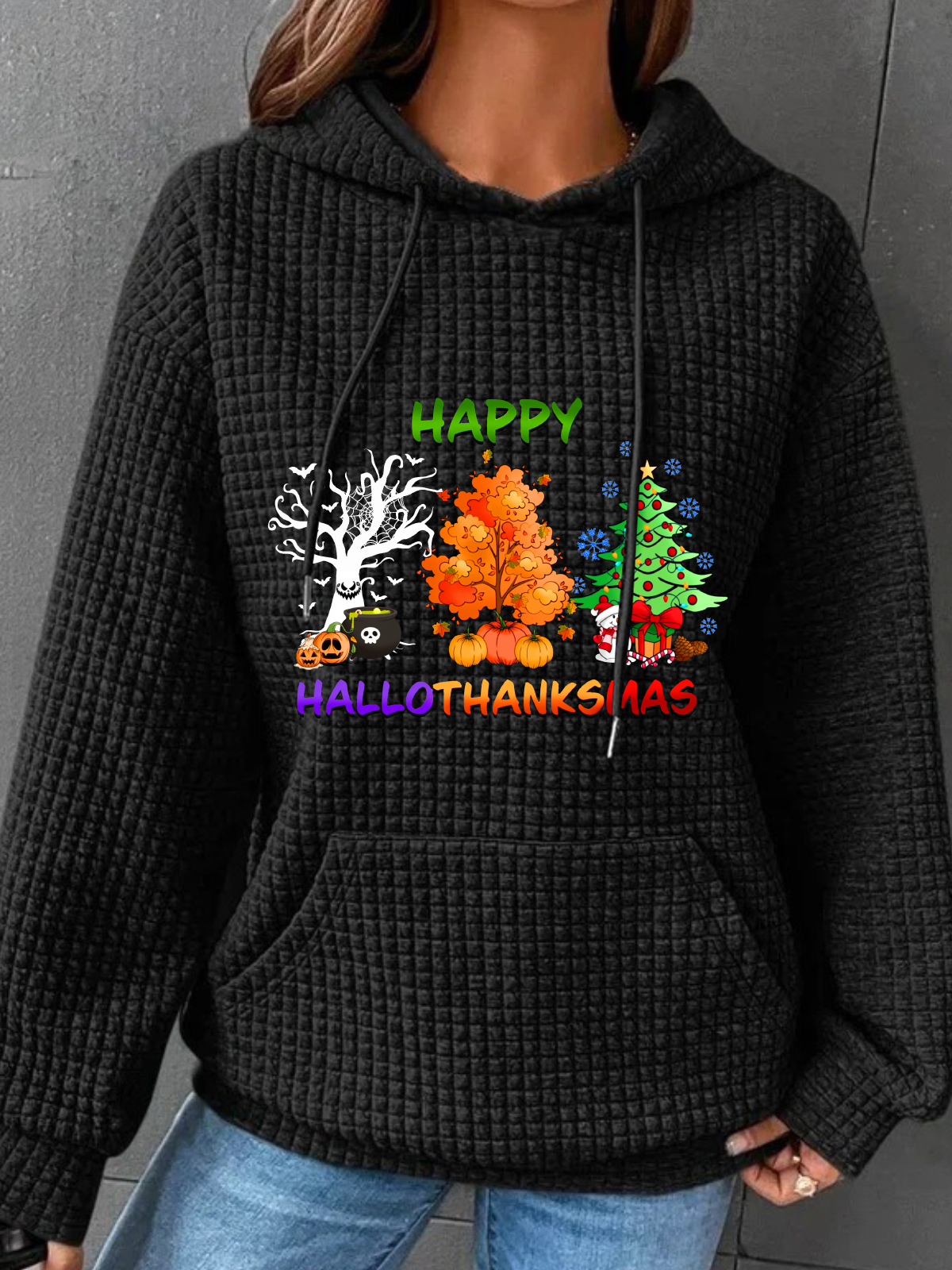 Hallothanksmas Simple Loose Hoodie