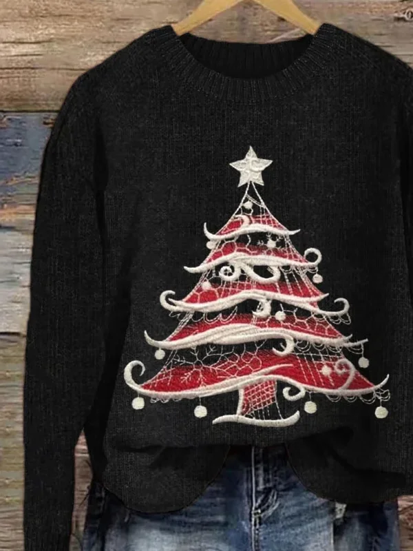 Women's Christmas Tree Knit Casual Sweater