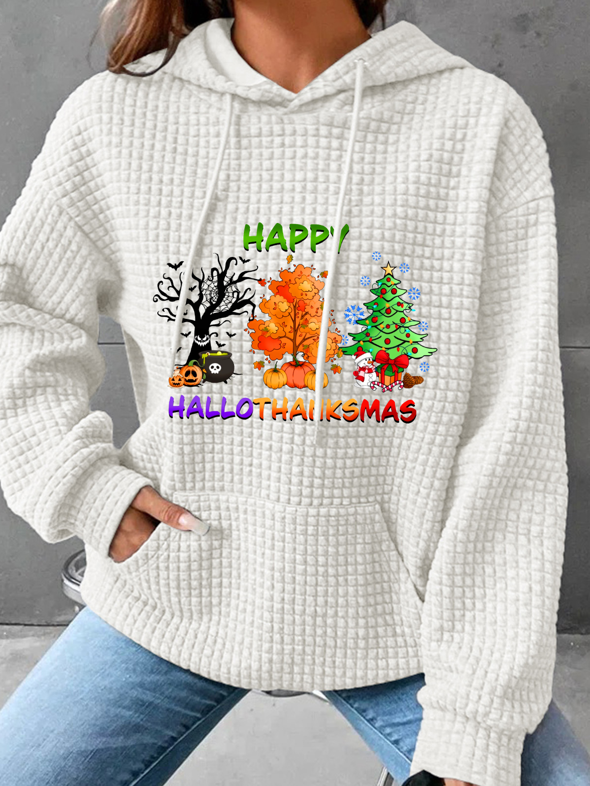 Hallothanksmas Simple Loose Hoodie