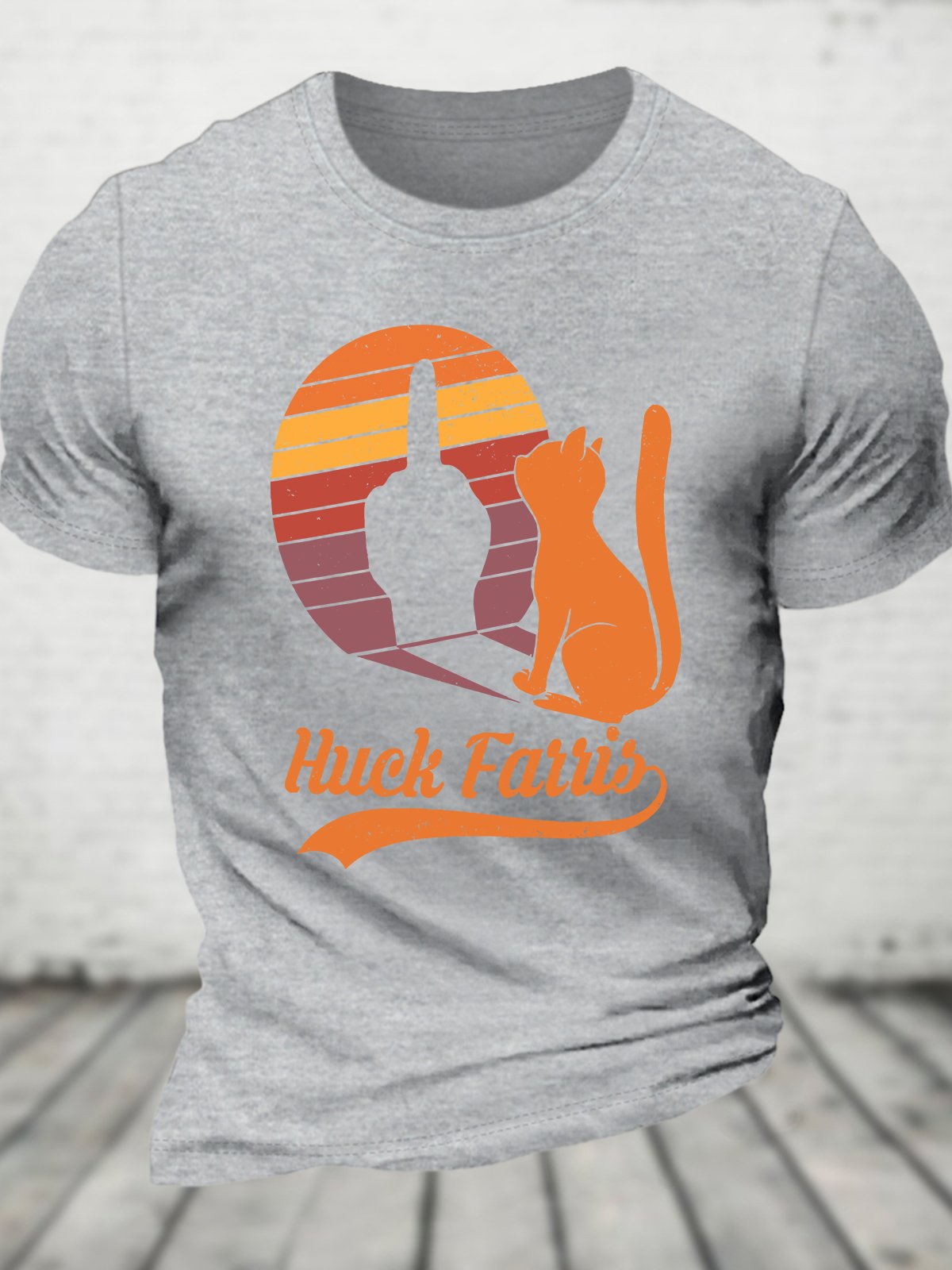 Funny Cat Shadow Huck Farris Funny Cat Meme Vintage Cotton T-shirt