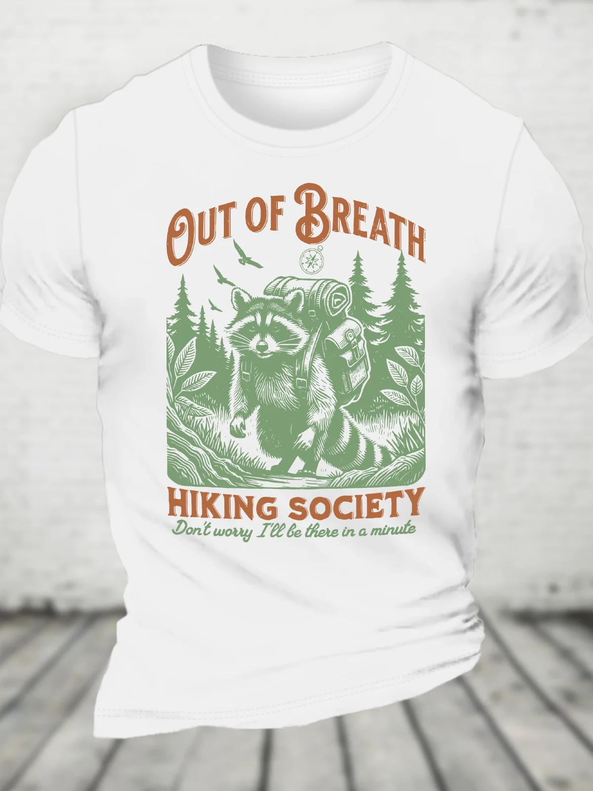 Out Of Breath Hiking Society Funny Trash Pandas Wild Raccoon Cotton T-Shirt