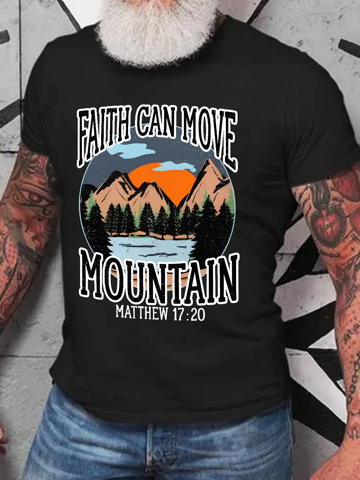 Faith Can Move Mountains Religious Christian Camping Camper Cotton T-shirt