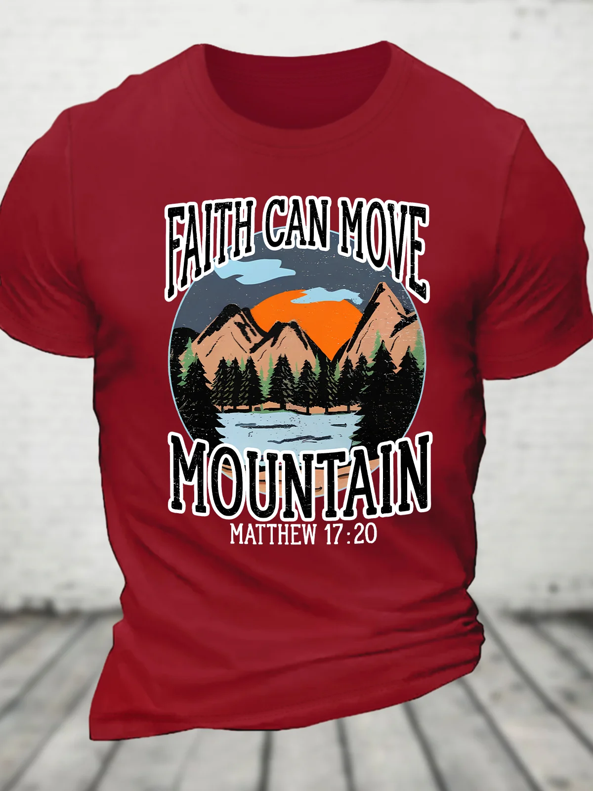 Faith Can Move Mountains Religious Christian Camping Camper Cotton T-shirt