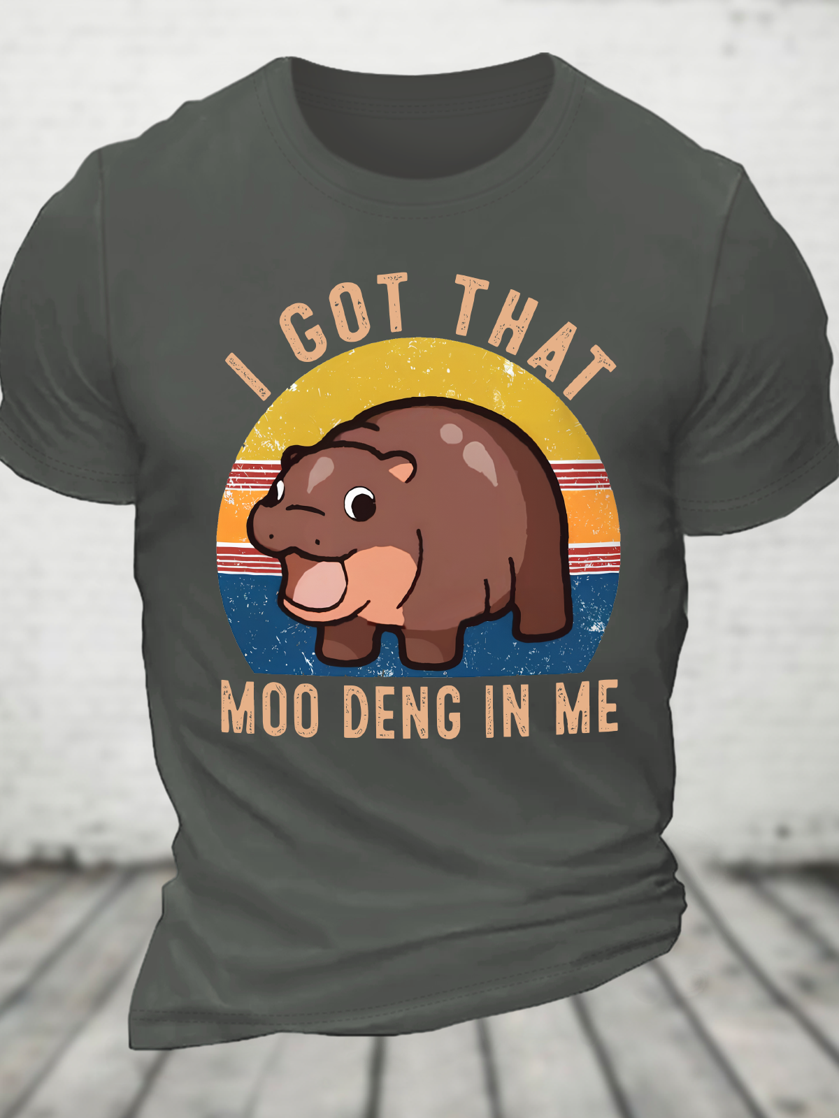 I Got That Moo Deng In Me Funny Cute Baby Hippo Meme Cotton T-Shirt