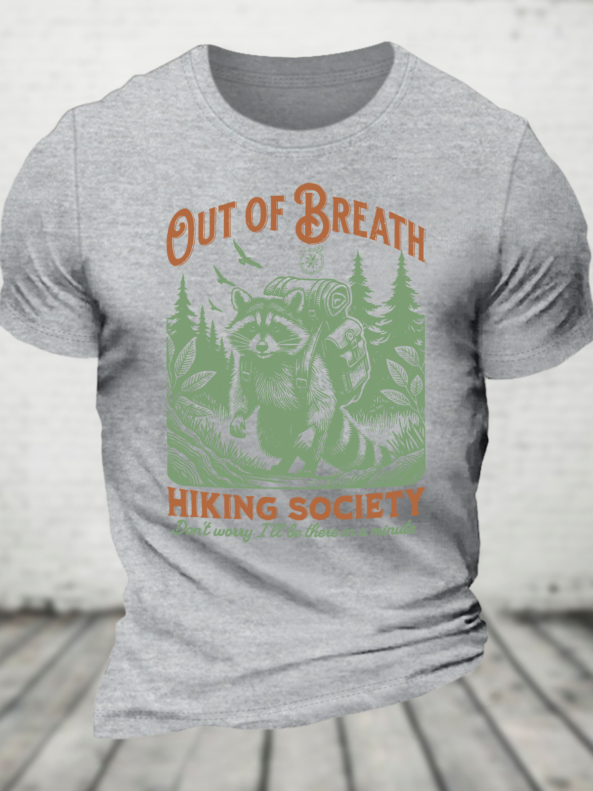 Out Of Breath Hiking Society Funny Trash Pandas Wild Raccoon Cotton T-Shirt