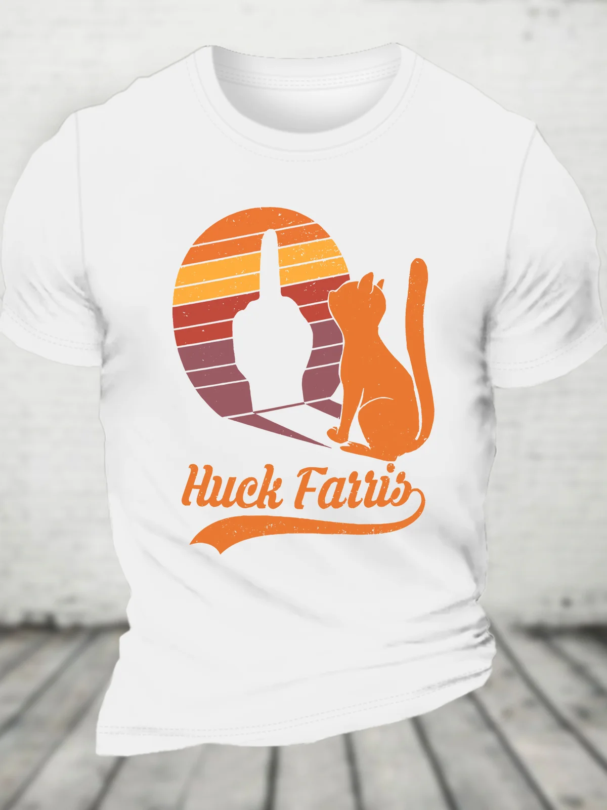 Funny Cat Shadow Huck Farris Funny Cat Meme Vintage Cotton T-shirt