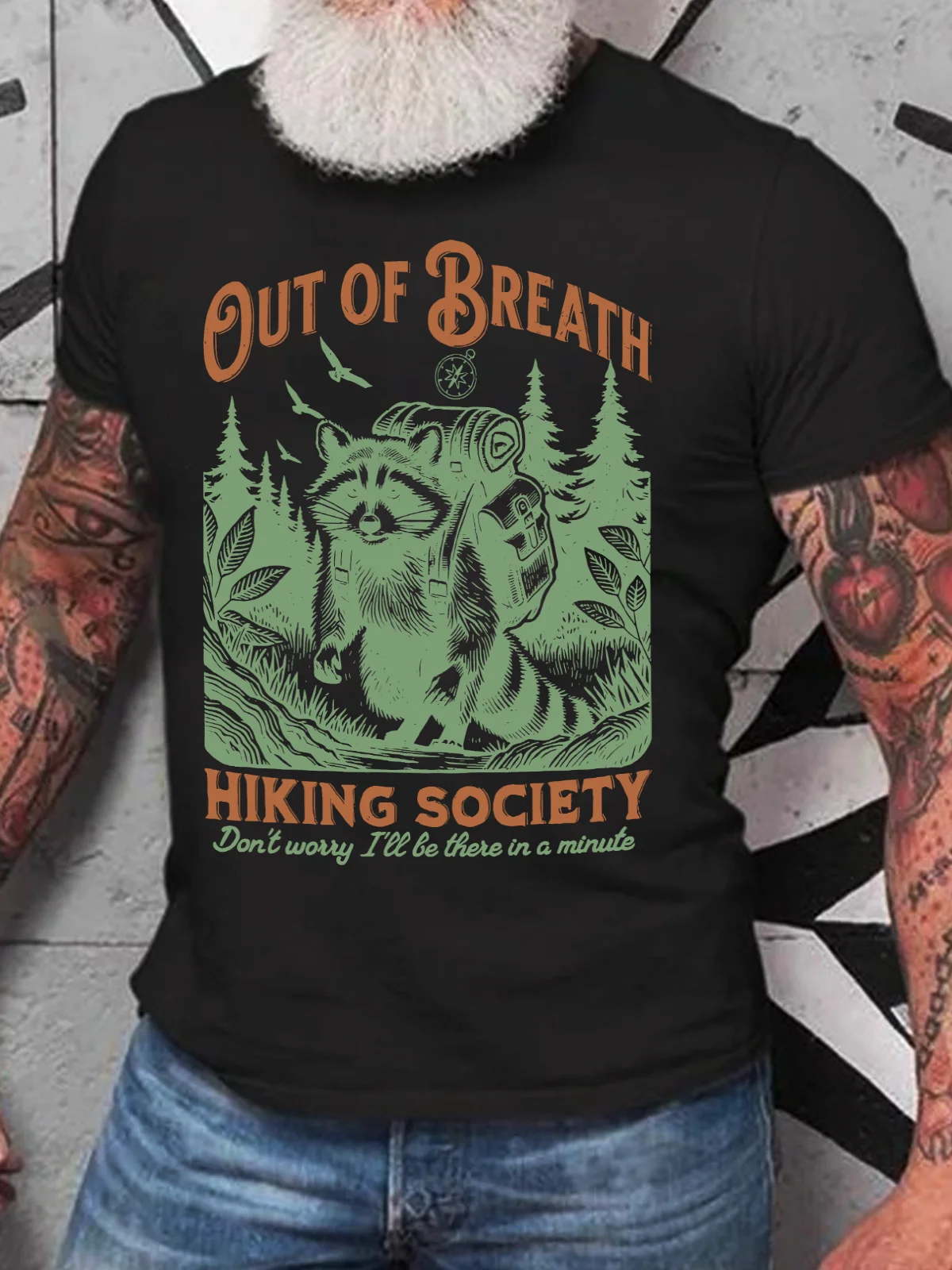 Out Of Breath Hiking Society Funny Trash Pandas Wild Raccoon Cotton T-Shirt