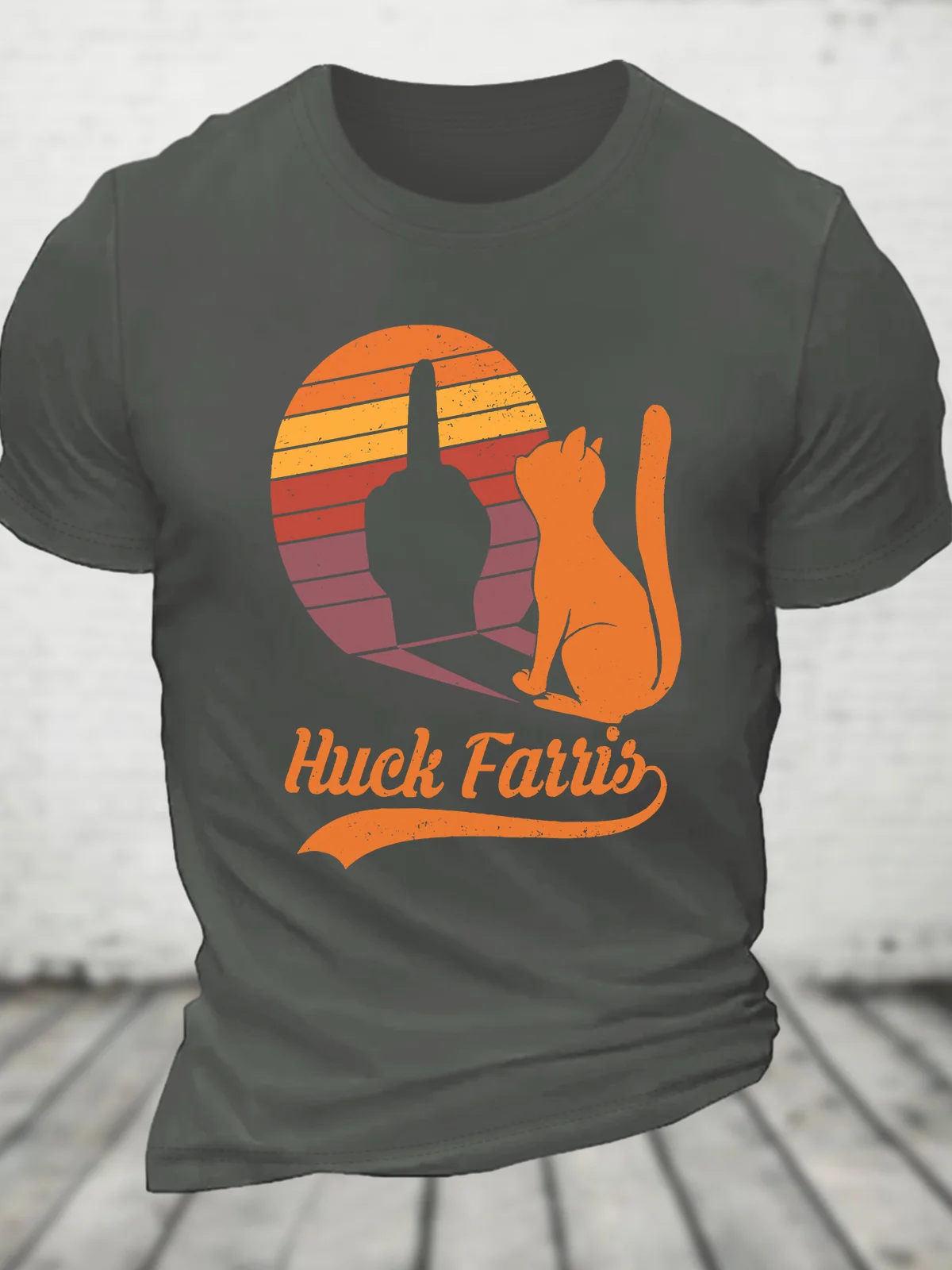 Funny Cat Shadow Huck Farris Funny Cat Meme Vintage Cotton T-shirt