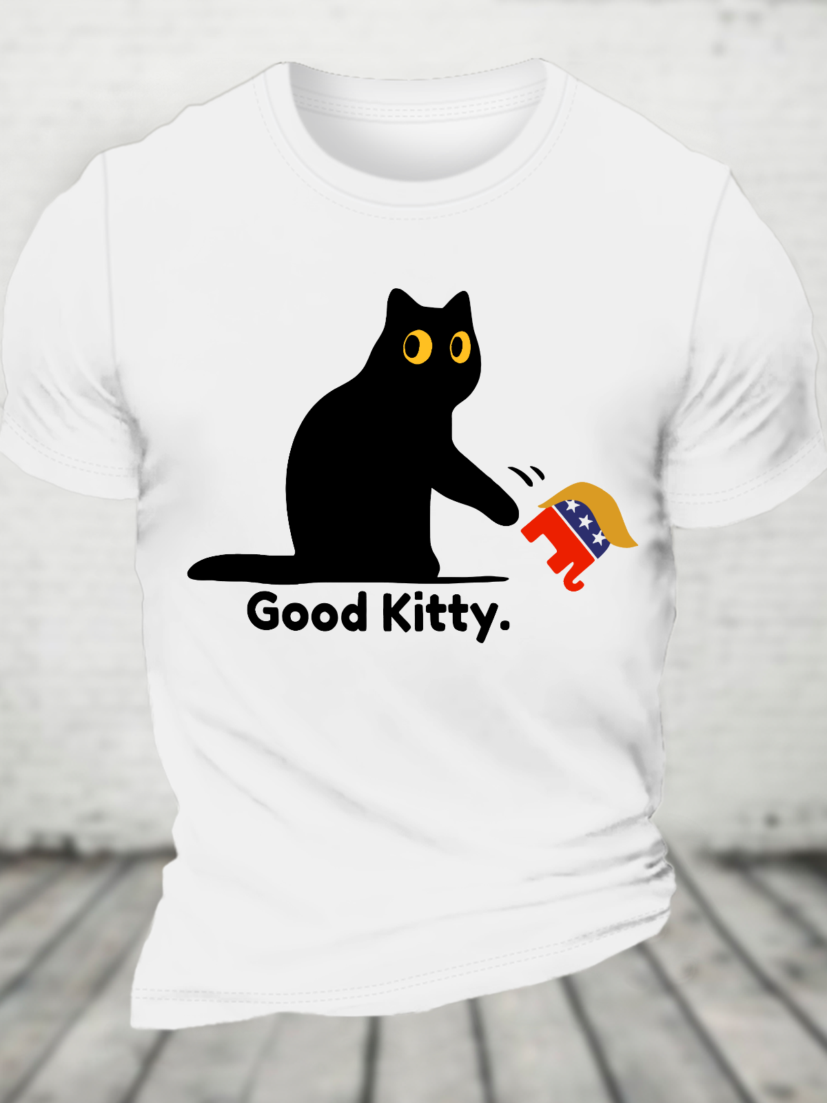 Good Kitty Black Cat Vs Gop Elephant Funny Kamala Victory Cotton T-Shirt