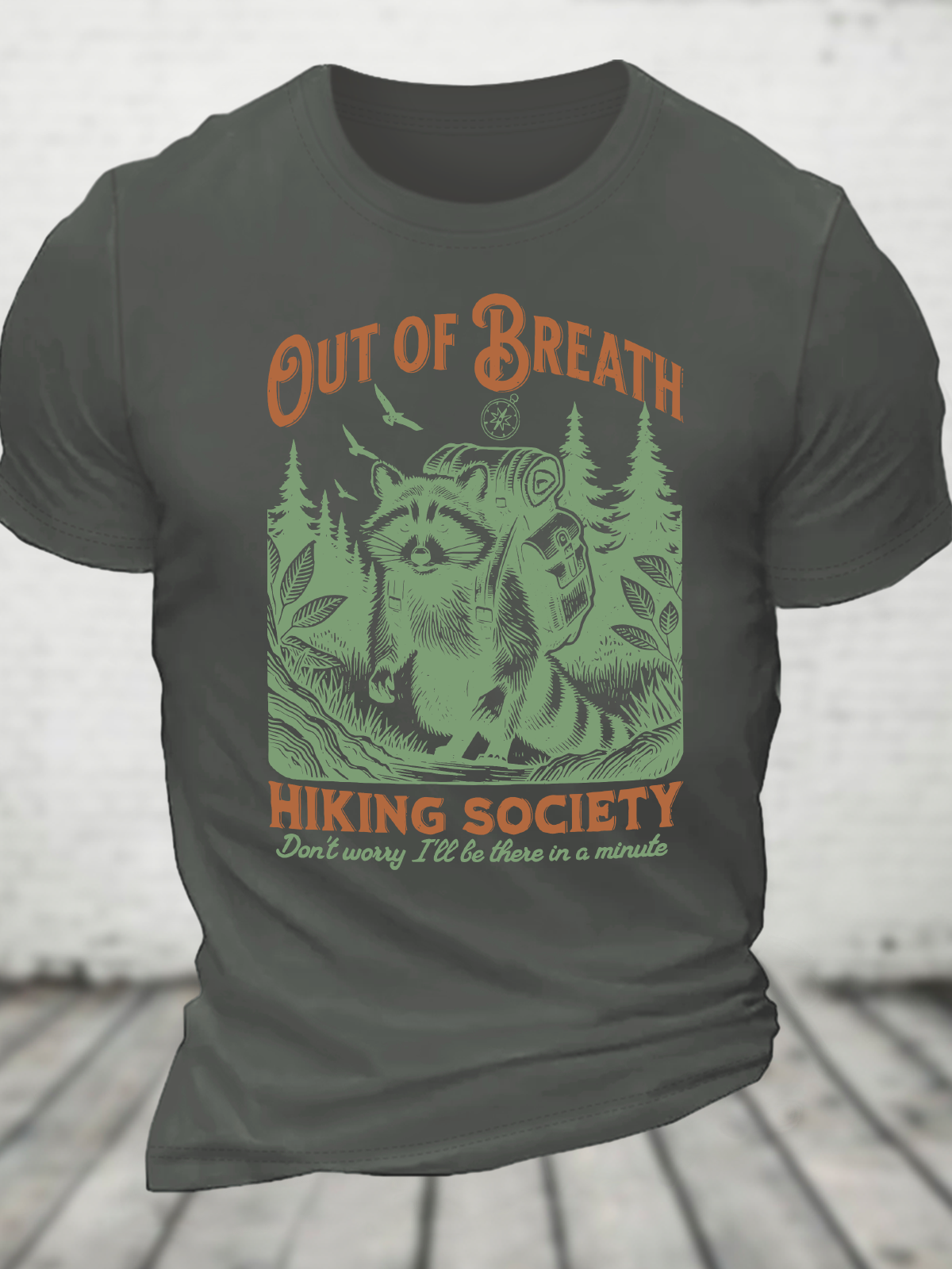 Out Of Breath Hiking Society Funny Trash Pandas Wild Raccoon Cotton T-Shirt