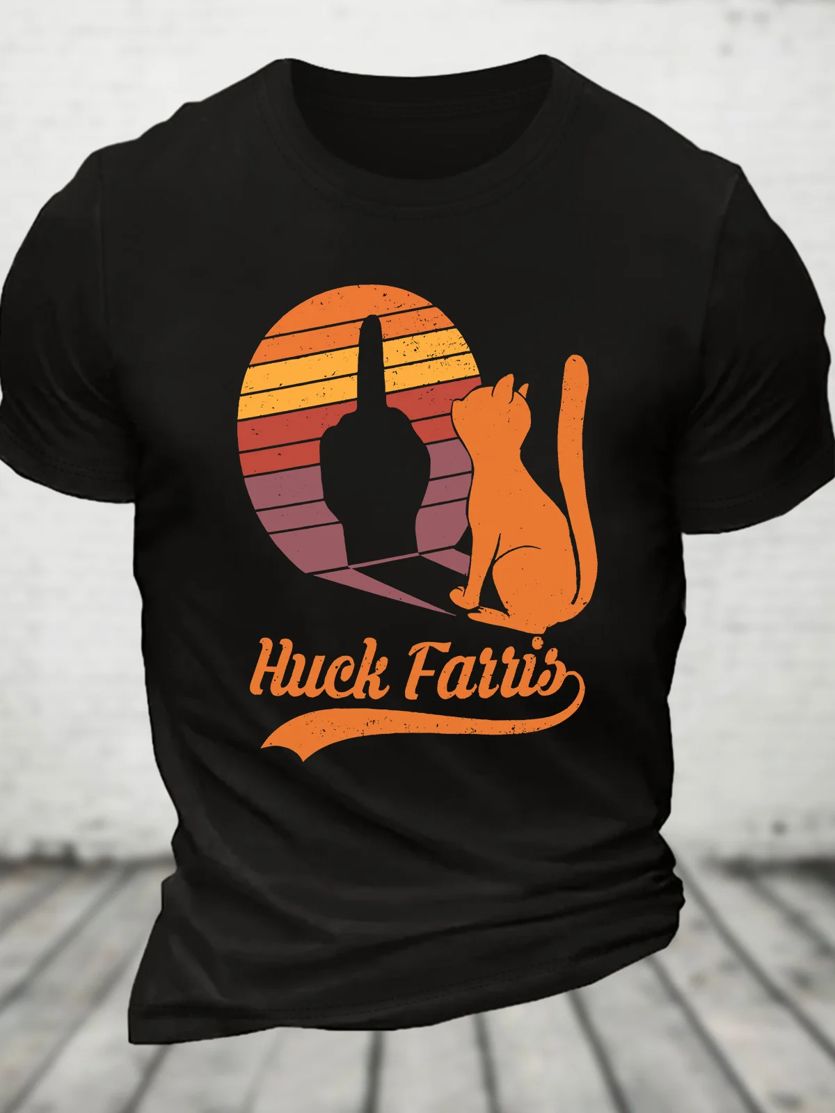 Funny Cat Shadow Huck Farris Funny Cat Meme Vintage Cotton T-shirt