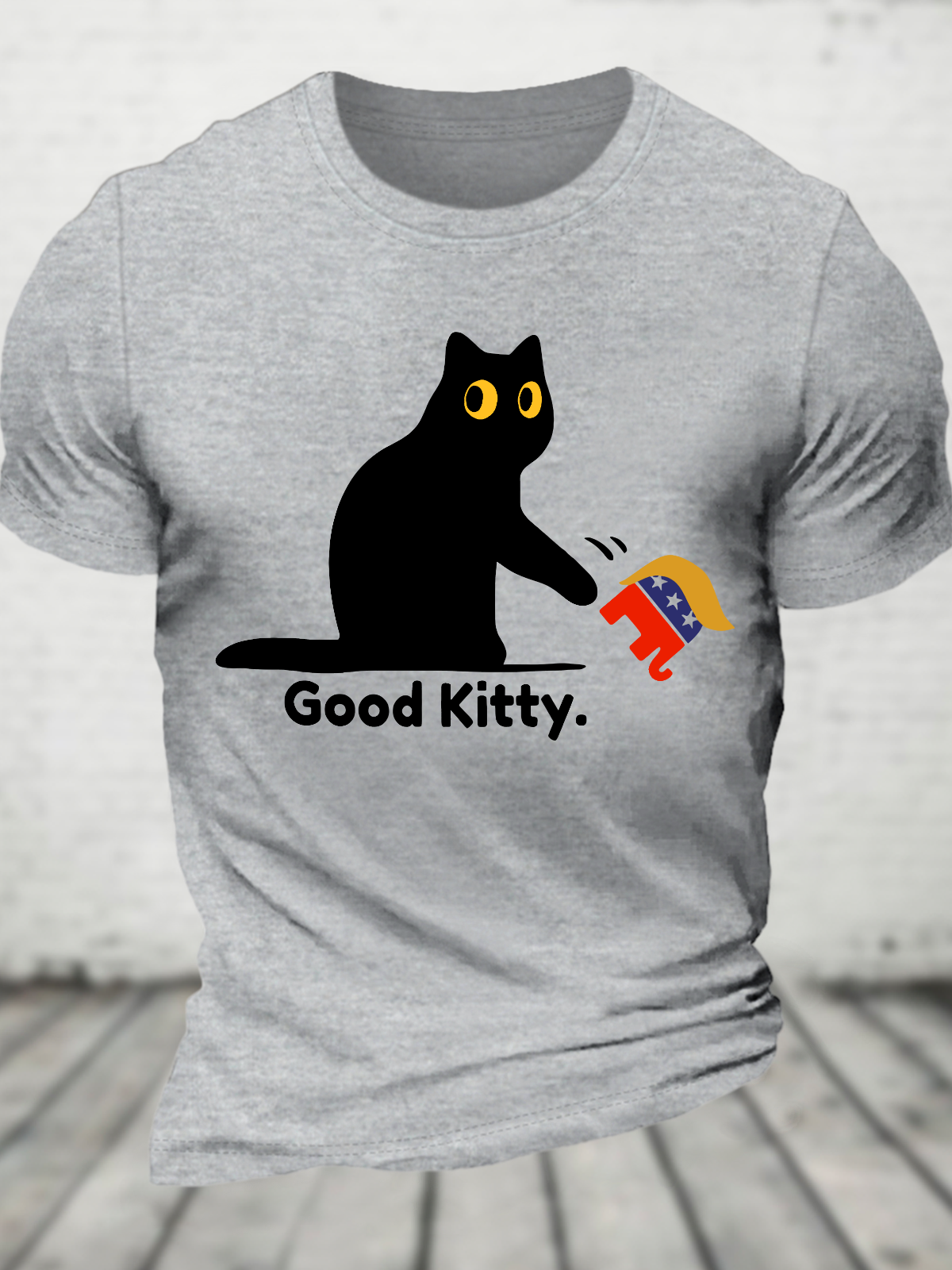 Good Kitty Black Cat Vs Gop Elephant Funny Kamala Victory Cotton T-Shirt