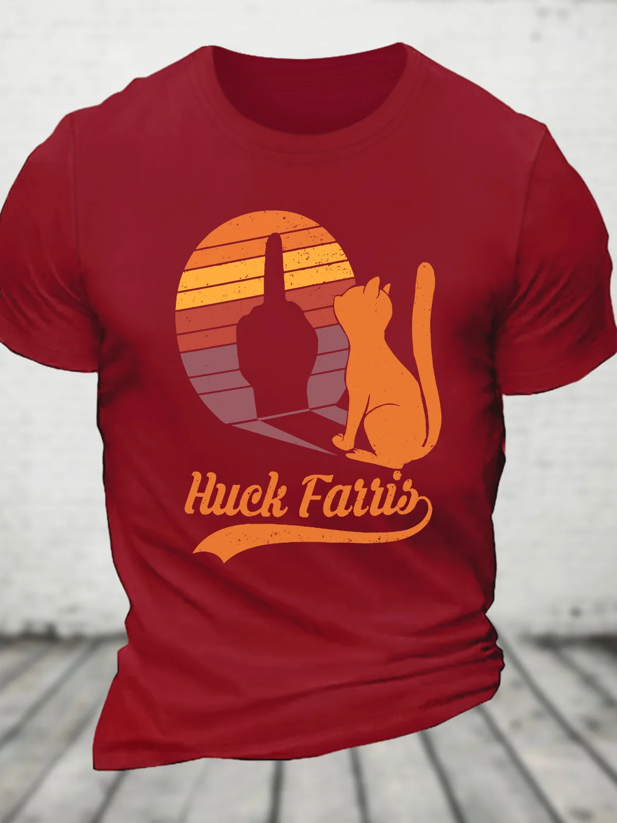 Funny Cat Shadow Huck Farris Funny Cat Meme Vintage Cotton T-shirt