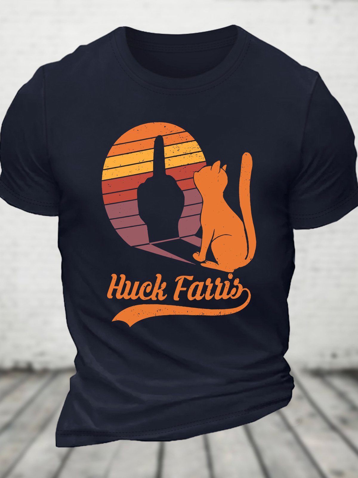 Funny Cat Shadow Huck Farris Funny Cat Meme Vintage Cotton T-shirt