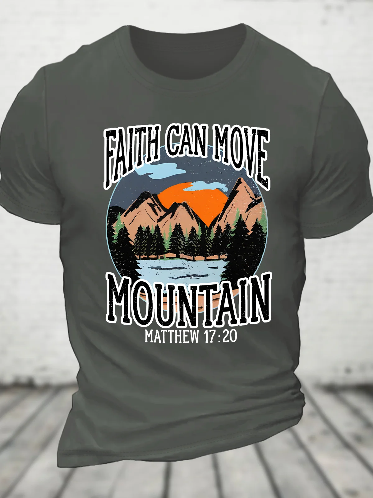 Faith Can Move Mountains Religious Christian Camping Camper Cotton T-shirt