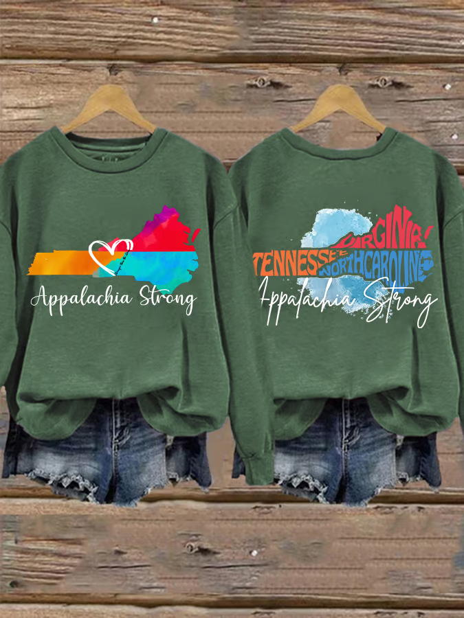 Retro Appalachia Strong Stronger Than The Storm Tennessee North Carolina Virginia Print Sweatshirt