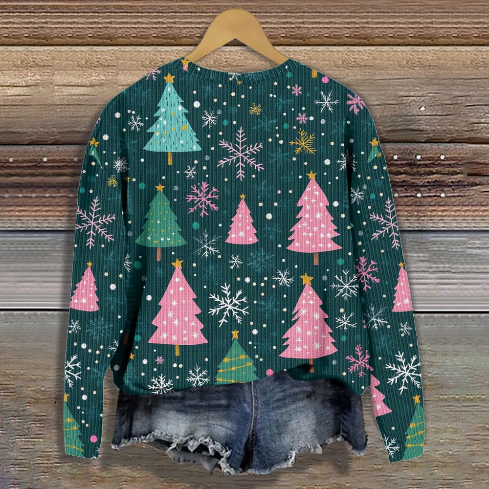 Knitted Christmas Tree Loose Casual Sweater