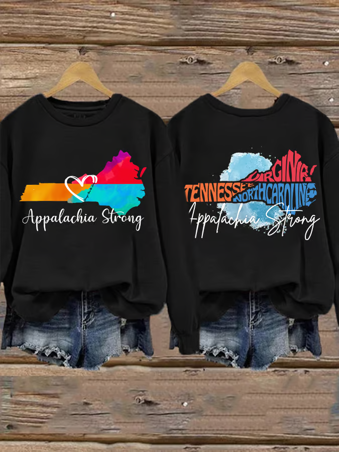 Retro Appalachia Strong Stronger Than The Storm Tennessee North Carolina Virginia Print Sweatshirt